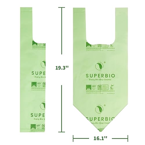 SUPERBIO 1.6 Gallon Compostable Food Scrap Bags For Counter Top Bin | Handle Tie, 50 Count, 6 Liter, BPI & OK compost HOME Certified - color: 1.6 Gallon Handle Tie, 50 Count