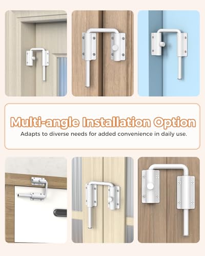 Sliding Door Loop Lock, Multi-Angle Barn Door Lock, White-4 PCS | Aluminum Alloy, U-Shaped Loop Latch for French/Fences/Windows/Screen/Patio Sliding Doors - color: White-4 PCS