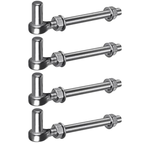 Insaga J Bolt Gate Hinge, 304 Stainless Steel Farm Gate Hinges, M12 x 6'' Gate Hinge Bolt 5/8'' for Chain Link Fence/Farm/Wooden Fence/Driveway, Supports up to 500lbs, 4pcs - color: M12-6''-4PCS