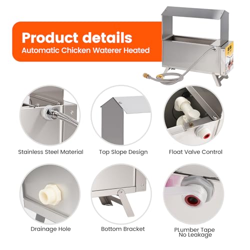 Chicken Waterer Heater for Winter 5L with Adjustable Leg Thermostat Control | Automatic Chicken Water Heated Freeze-Proof Poultry Water Heater Chciken Coop Accessories for Chicken Goose Duck