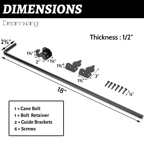 18" Heavy Duty Cane Bolt Gate Drop Rod Fence Hardware Ground Latch Stopper | for Wood/PVC/Vinyl/Metal Fences Gates, Double Doors, Black Solid Steel -1 Pack - color: 1 PACK, size: 18 Inch