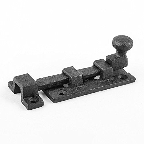 Renovators Supply Manufacturing Slide Bolt Latch 3.5 in. Black Wrought Iron Ball Tip Style Slide Bolt with Mounting Hardware - size: Pack of 1, style: 3.5 inch - Ball Tip
