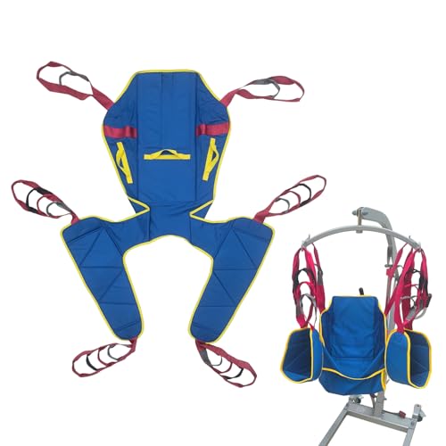Full Body Patient Lift Sling Size S, Toileting Transfer Slings, Head and Back Support, Split Legs with Commode Opening, 5 Handles, 6 Straps, Lifting Sling Compatible with Various of Lifts - size: S