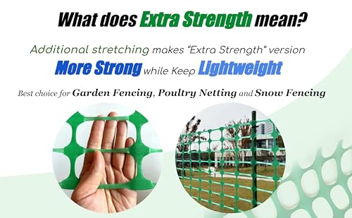 PotatoLife Green Plastic Garden Fence, Extra Strength, 4'x50' | Temporary HDPE Fence for Construction, Landscape, Snow, Animal & Pet Barrier, Easy to Install, Cut to Size, with 50 Zip Ties - color: Green, size: 4' x 50'