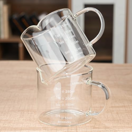 Espresso Cup Measuring Cup Triple Pitcher Milk Cup 250ML/8.5OZ Espresso Cups with Handle Shot Glass with V-Shaped Mouth Milk Frothing Pitcher (Single mouth) - style: Single mouth