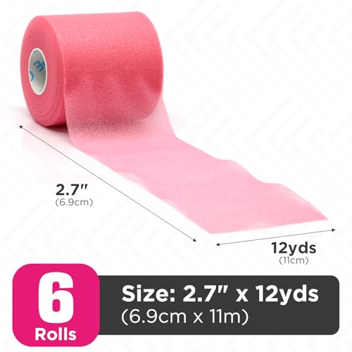 OK TAPE Pre Wrap Tape Athletic Foam Underwrap for Sports 6-Rolls, 72 Yds | Protect for Ankles Wrists Hands and Knees, Soft, Breathable, Skin-friendly and Latex-free 2.75 Inches - Pink - color: Pink, size: 2.75 In*12Yds