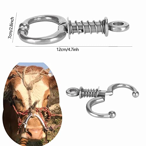 Stainless Steel Bovine Nose Ring - Automatic Spring Nose Pliers & Clamp for Cows and Other Farm Animals