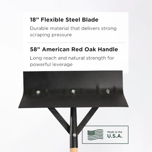 SCENIC ROAD 18" Reversible Metal Blade Scraper 58" Handle USA (SR18) - size: 18-inch Steel