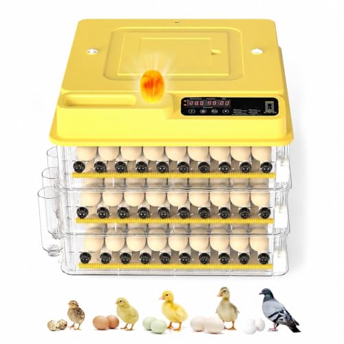 New 216 Egg incubators for Hatching Eggs with Automatic Turning | Egg incubator with temperature control, incubation day tracking, smarts egg turning system and multi-poultry support - color: 216 Egg Yellow