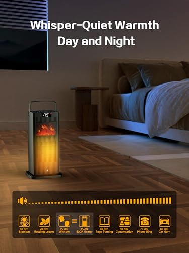 2026 Space Heater 1500W Portable Electric PTC Ceramic | ETL & UL Certified, Fireplace Flame Effect, Oscillating, ECO Mode Temp Control, Indoor Use