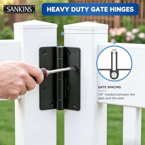 5-3/4" Adjustable Self Closing Aluminum Gate Hinges, Heavy Duty Gate Hinges for Metal Gates, Legged Door Hinges Fence Gate Hinge for Pool Gate, Aluminum Gate, 2pcs, Black