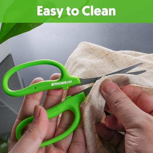 Garden Scissors, 2 PCS, Straight Blade + Curved Blade, 6-in, Easy to Clean | Non-stick Coated Steel Sharp Pruning Shear, Garden Snips for Plants, Herbs, Flowers in Grow Tent and Hydroponics - style: Curved 1pcs + Straight 1pcs