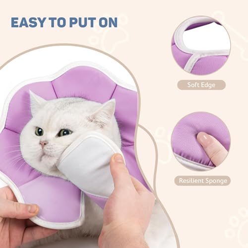 Avont Cat Cone L Adjustable Soft E-Collar, Purple | L fits 10.5-13.0" necks, Depth 5.0", breathable & soft, prevents licking Water-resistant & easy clean - color: Purple, size: L(Neck:10.5"-13.0")