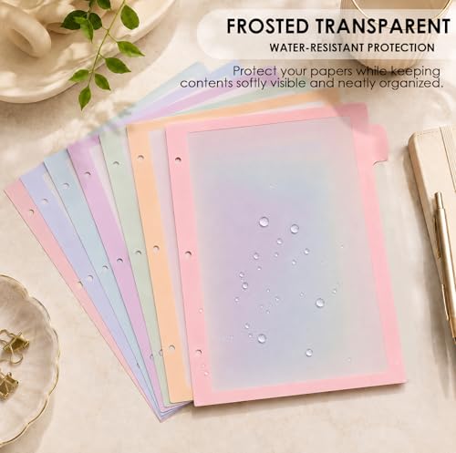 Pastel Binder Dividers, 2 Sets of 8 Tabs, Cute Pink, 3 Ring Binder | 2 sets of 8-tab pastel plastic binder dividers with large write-and-erase tabs, frosted centers, and 3-ring compatibility.