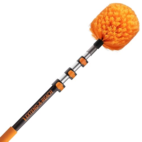 4-13 ft Cobweb Duster with Extension Pole 20 Foot High Reach | Spider Web Cleaner Cobweb Brush for Outdoor & Indoor Web Cleaning // Lightweight & Sturdy Telescopic Pole Kit - size: 13 feet