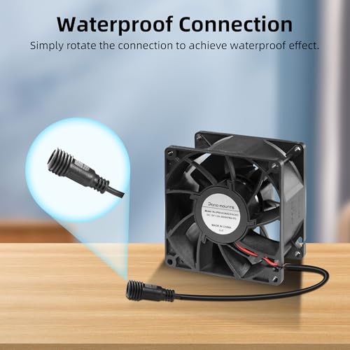 92mm IP68 Waterproof Dual Ball Fan with Stepless Speed Controller 4500RPM | High-Speed 3.62inch Sealed Industrial Ventilation Fan with Rust-Proof Grill for Computers Servers Chicken Coops Greenhouses - size: 92x38mm