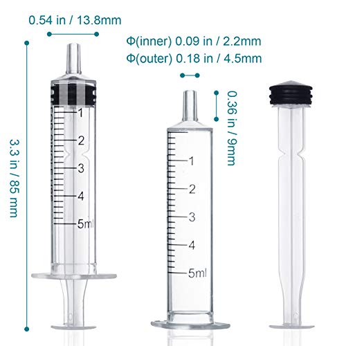 5ml Syringe Without Needle - 5 ml Small Plastic Syringes Sterile Individually Packed with Cap for Lab Medicine Student Measuring Liquid and Pet Dog Cat Baby Feeding Oral Colostrum ( 12 Pack 5cc /ml )