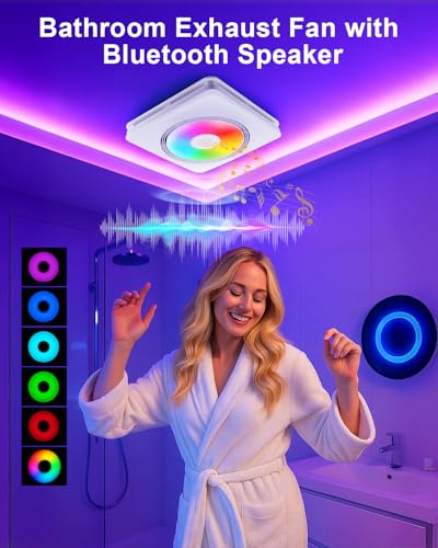 GROWNEER Bathroom Exhaust Fan with Light, 110/160 CFM 1.0 Sone Exhaust Fan with Humidity Sensor Auto-on at 60%, Powerful Oversize, 9 RGB Modes, 1500lm 3CCT & Nightlight - style: Humidity No Heater