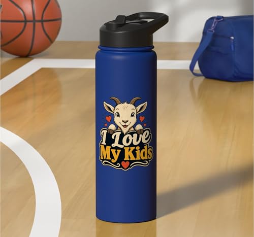 Goat Lover Farm Kids Animal Heart Cute Stainless Steel Insulated Water Bottle - color: Royal Blue