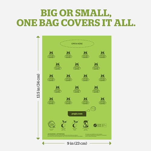Pogi's Compostable Poop Bags for Home & Yard – Leak-Proof, Extra-Large, Made with Plants (Single Roll, 300-Count) - size: 1 Count (Pack of 300)