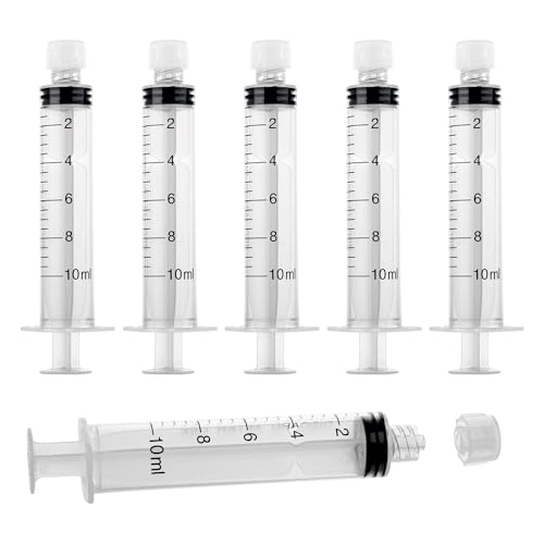 10mL Syringes without Needle, Sterile, Individually Wrapped | Luer Lock Syringe with Cap, Accurate Liquid Measurement for Lab Use and Home Care, 10 Pack - style: 10ML