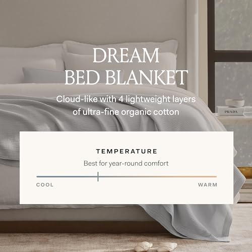 BOLL & BRANCH Dream Bed Blanket, Full/Queen, White | Luxury 100% Organic Cotton - Soft, Lightweight and Breathable - Cloud-Like Touch - color: White, size: Full/Queen