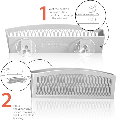 Dr. Killigan's Sticky Window Fly Traps Indoor, 2 Traps + 4 Inserts | Indoor Insect Trap, Catches and Hides Bugs, Looks Better Than Fly Paper or Fly Ribbon