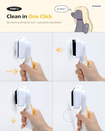 Self-Cleaning Slicker Brush for Dogs & Cats | Gentle Grooming & Deshedding Tool, Removes Mats & Tangles, Skin-Friendly Coated Tips, One-Touch Hair Removal Button