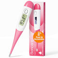 Boncare 10 Seconds Oral Thermometer for Adults and Kids, Pink | Accurate & Safe, Rectal Digital Thermometer for Baby, Fever Alarm - color: Pink