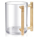 Judaica Hand Washing Cup for Netilat Yadayim with Dual Handles | Yellow Alloy Handles for Everyday & Passover Seder, Shabbat, Shul, Synagogue & Home-Unbreakable Clear - color: Golden Handle