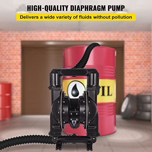 VEVOR Air-Operated Double Diaphragm Pump, 2 inch Inlet & Outlet, Aluminum Alloy Body, 158.4 GPM & Max 120PSI, Nitrile Diaphragm Transfer Pump for Petroleum, Diesel, Oil and Low Viscosity Fluids - size: 75 GPM