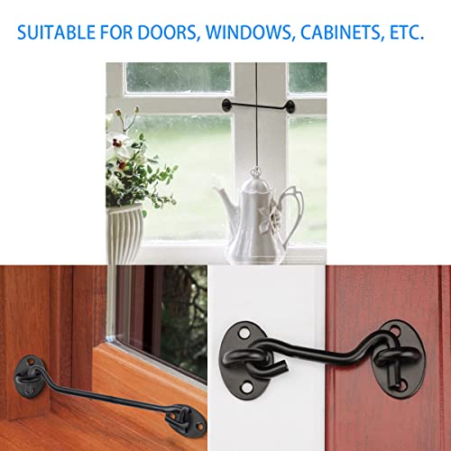 3” Barn Door Lock Gate Latch 5 Pack,Privacy Hook and Eye Latch, Easy Lock for Wooden Fence, Screen Door, Outdoor Fence, Black - size: 3 inch -5pcs