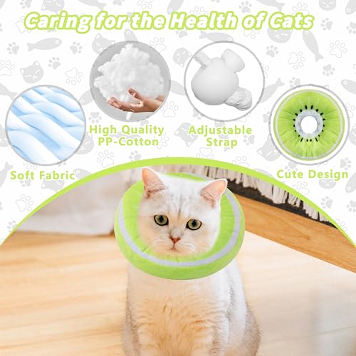 Soft Cat Cone Collar, Cute Cats Recovery Collar Suitable for Cats | Cat cone for Small, Medium, Large cat,Elizabethan Neck Collar for Cats After Surgery (Kiwifruit, Medium) - color: Kiwifruit, size: Medium