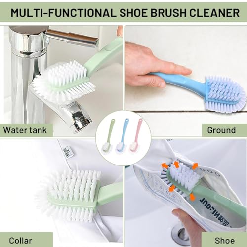 Scrub Brush for Shoes & Sneakers - Double Sided Cleaning Brush, 3 Color Pack