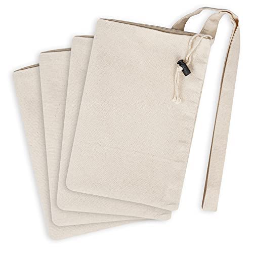 SweetNeedle Pack of 2 Heavy Duty X-Large Laundry Storage Shopping Bag, 30 x 22 IN 40L - 100% Cotton, Highly durable, Draw-cord with cord-lock, Machine Wash and reusable Travel Bag - Natural - size: 2 Pack - Shoulder