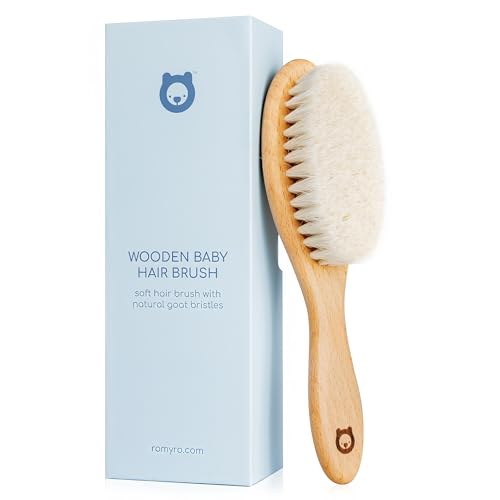 Soft Wooden Baby Hair Brush for Newborns & Toddlers in Chic Gift Box - Ultra Soft Natural Goat Hair - Perfect Registry Gift (Goat hair brush - Oval) - color: Goat hair brush - Oval