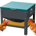 Metal Chicken Feeder with Waterproof Cover, Galvanized Steel Automatic Chicken Feeder, 80 lbs Large Capacity, No Waste Chicken Feeder with Portable Handles, Poultry Feeder for Chickens, Ducks - color: Green