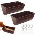 2 Pack Hanging Chicken Feeder Trough for Goat,Sheep,Dog.Livestock Feeding Container Goats Supplies Feeders Waterer Bucket (Brown)