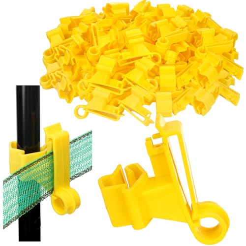 200 Pcs T-Post Poly Tape Insulator Large Snap T-Post Holding Electric Fence Insulator for Farm Fence (Yellow) - color: Yellow