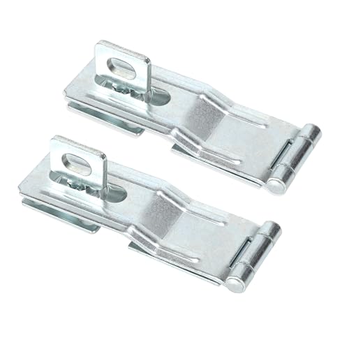 4.5" Swivel Staple Safety Hasps Latches with Twist Knob, Silver 2Pcs | Stainless steel gate door hasp lock, safety packlock clasp brushed finish lock latchs for fence, gate, cabinet, pet cage - color: Two Silver
