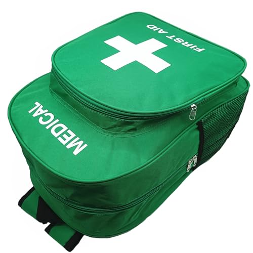 Red Emergency Bag First Aid Backpack Empty Medical First Aid Bag Treatment Trauma Bags for Camping Pet Dog Cat (Green White) - color: Green White