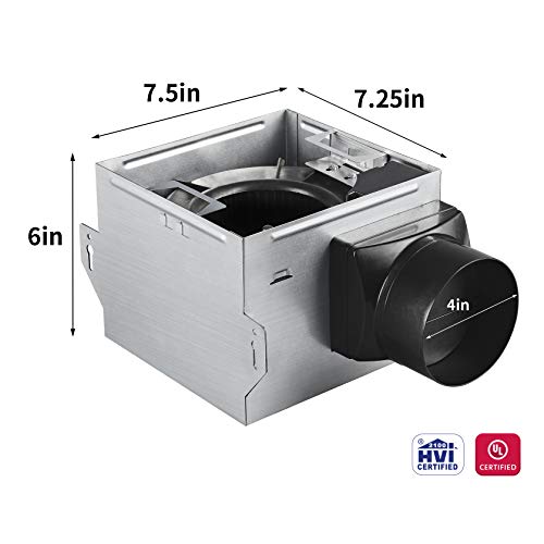 Tech Drive Bathroom Fan,80 CFM 1.5 Sone,4 Inch Duct,Very Quiet | No Attic Access Needed, HVI and Energy Star Certified, Easy to Install for Bathrooms Up to 85 Sq. Ft - size: 80CFM