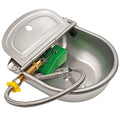 Automatic Dog Water Bowl with Brass Float Valve and Drain Hole | Stainless Steel Dog Water Dispenser Livestock Waterer for Chicken Cattle Pig Goat Big Dog