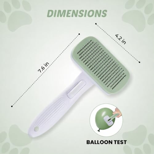 Self Cleaning Slicker Brush for Dogs & Cats, Deshedding Dog Brush | Cat Brushes for Indoor Cats, Removes Loose Undercoat, Mats and Tangles, Skin Friendly Grooming for Long and Short Hair - color: White