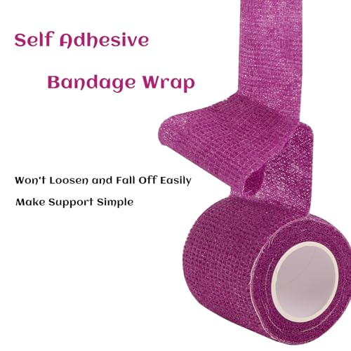 24 Rolls Elastic Self Adhesive Bandage Wrap 2 Inch, Breathable Non Woven Cohesive Bandage, Vet Wrap for Dogs, Ankle Sprains Swelling Medical First Aid Tape, Sports Athletic Tape Purple - color: 2 Inch-24 Count Purple