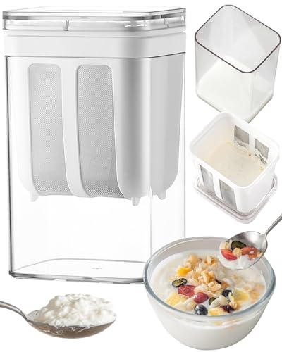 19oz Greek Yogurt Strainer with Stainless Steel Fine Mesh Bag & Lid, 1Pack | 562ml Thick Food Filter Container for Soy Milk, Kefir, Fruit Juice & Berries Whey Separator, Kitchen Homemade DIY Tools - color: 1PACK
