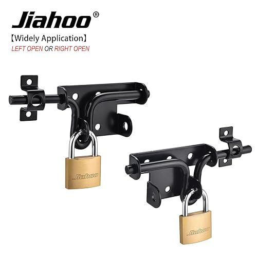 Door Lock Gate Latch, Heavy Duty Slide Bolt Door Lock with Brass Padlock | Sliding Bolt Latch Hardware kit, For Wooden Fence, Shed Door, PVC Fence, Barn Door - style: Slide Bolt Latch & Padlock