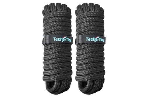 TetherTite Boat Dock Lines 5/8 Inch 20/25/30 Ft,Double Braided Nylon Boat Dock Lines with Loop, Mooring Line Marine Rope (5/8" x19') - size: 5/8"x19'