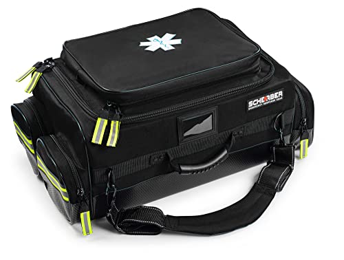 Scherber Fully-Stocked Premium First Responder Bag | HSA/FSA Approved | Large Pro EMT/EMS Trauma, Bleeding & Oxygen Medical Kit | CAT Tourniquet, HyFin Chest Seal & 250+ First Aid Supplies (Black) - color: Black