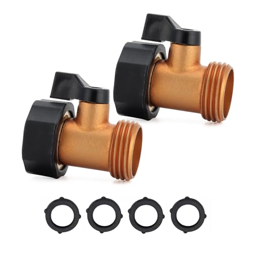 Brass Shut Off Valve Connector, Heavy Duty 3/4” Garden Hose Cut Off Adapter, 2 pack - style: Shut-off-2Pack